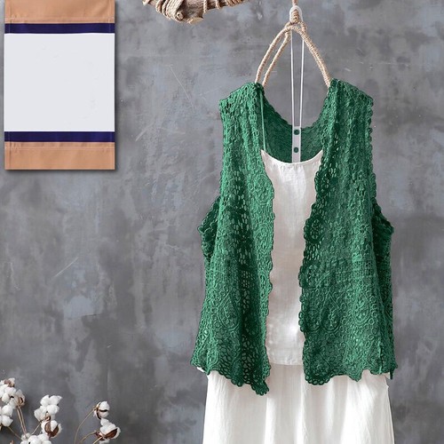 Lady Floral Open Cardigan Boho Crochet Vest Waistcoat Hollow Out Cover Up Casual - Bild 8 von 20