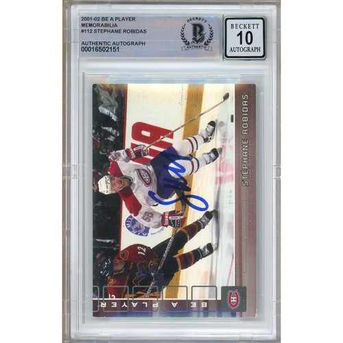 2001-02 BAP #112 Stephane Robidas Signed Card AUTO 10 Beckett Slabbed Canadiens - Picture 2 of 6