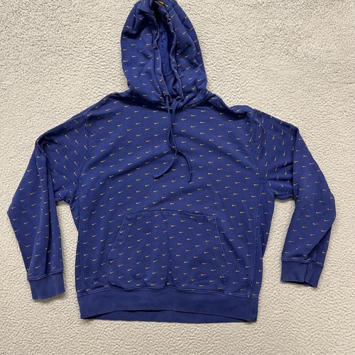 Nike Hoodie Herren XL blau Swoosh Print Kapuzenpullover Athleisure Training