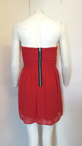 Gorgeous Red Strapless Ruched Boned Chiffon Lined Dress by Rare ~ Size 12 ~ NEW! - Picture 4 of 6