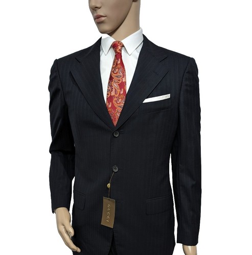BNWT Gucci Mens Slim Fit 2 Piece Suit Wool Navy Black UK 38R W32 L31 RRP £1790 - Picture 2 of 11