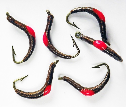 Pig Sticker San Juan Worm Brown Nymphs - Premium Trout Fly Fishing Flies Lot - Picture 19 of 22