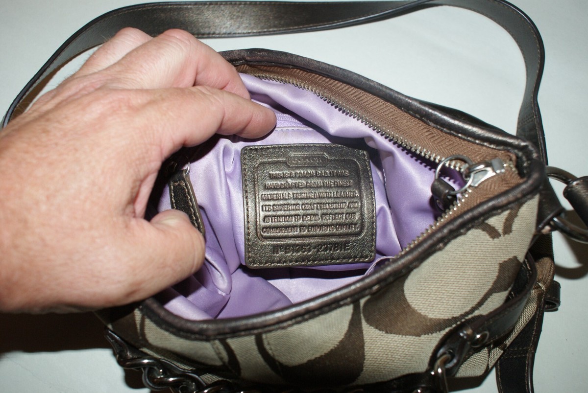 バッグ Rare Vintage Coach Pochette Bag Khaki Vintage Coach Khaki Brown Jacquard Signature Leather