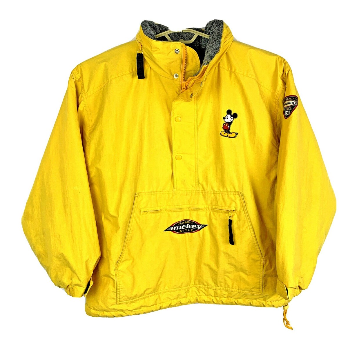 Disney Vintage 90&#039;s Mickey Mouse Yellow Heavy Pull Over Hooded Jacket XL