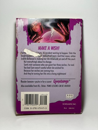 17th Print #12 Be Careful What You Wish For Goosebumps Book R.L. Stine Vintage - Picture 2 of 16