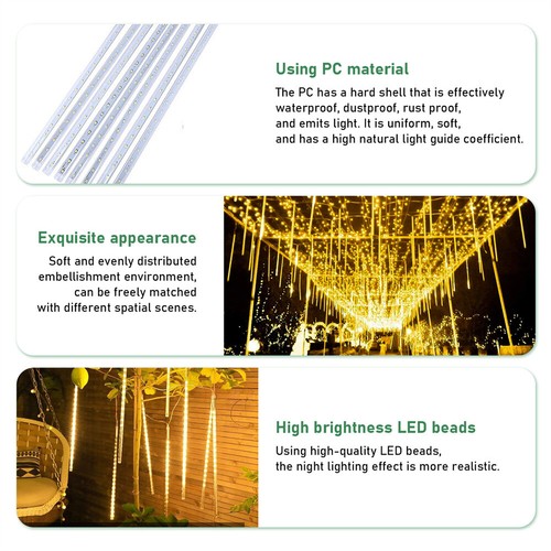 192 LED Meteor Shower Rain Tree String Lights for Garden Party Xmas Outdoor - Picture 4 of 20