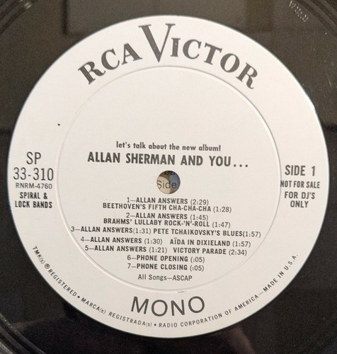 Allan Sherman Let's Talk About the New Album! RCA Victor SP-33-310 Script Card - Picture 9 of 11
