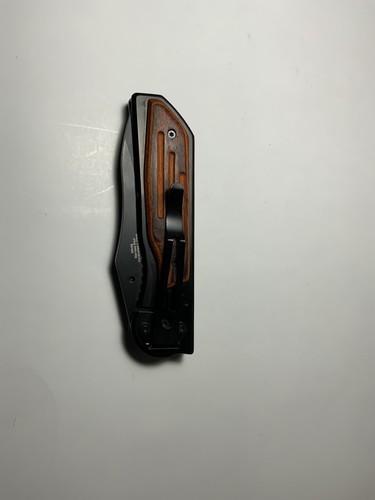 Ridge Runner 31/2” Liner Locking Knife W thumb Screw Wood Handle And Belt Clip - Picture 2 of 4