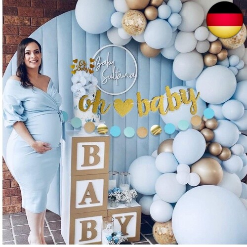 Baby Shower Deko Boy, Babyparty Deko Junge, Blau Weiß Baby Shower Dekoration, - Bild 5 von 7