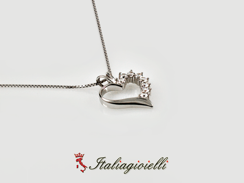 Seducente Collana Pendente Cuore Donna in Argento 925 rodiato Oro Bianco - Foto 8 di 9