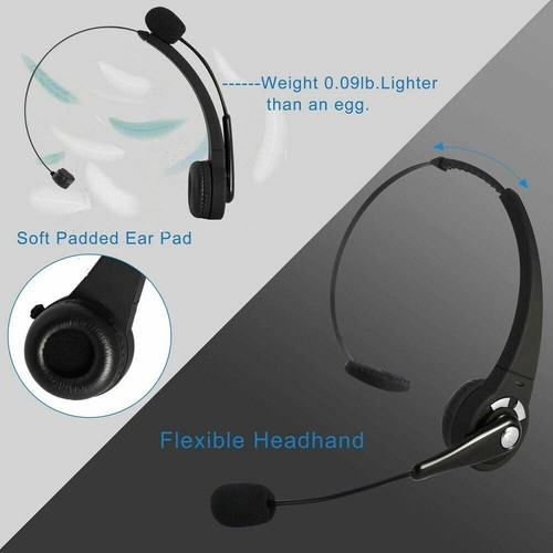 Wireless Headset Truck Driver Noise Cancelling Over-Head Bluetooth Headphones US - Picture 8 of 11