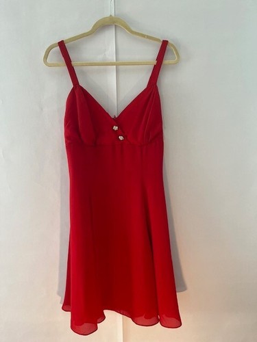 VTG 90’s JESSICA MCCLINTOK/GUNNE SAX Sparkly V Neck Red Cocktail Dress-SZ 11/12