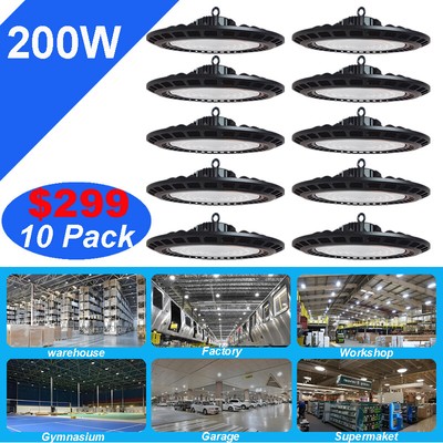 Super Bright Warehouse LED 200W UFO High Bay Lights Factory Shop GYM Light Lamp