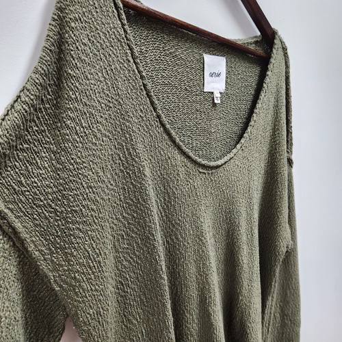 Suéter Aerie para mujer tejido suelto dobladillo enrollado talla L verde de gran tamaño Lagenlook - Imagen 4 de 12
