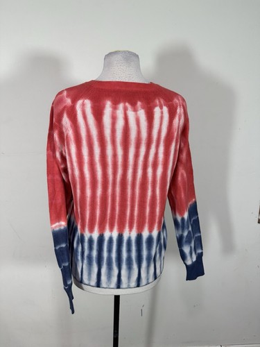 White Warren Women’s Red Navy Tie Dye Crew Neck Sweater Size S - Picture 3 of 9