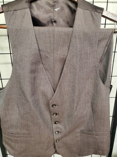 Botany 500 3 Piece Suit Mens 46L 44X30 Brown Strripe Vintage Half Lined - Picture 3 of 7