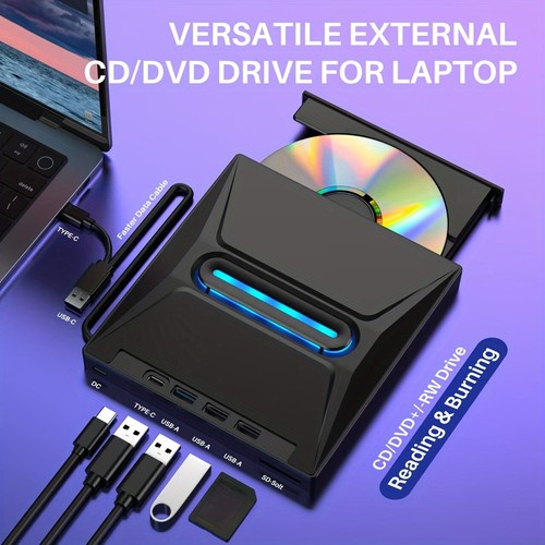 USB 3.0 Slim External CD DVD Drive Disc Player Burner Writer For Laptop PC Mac - Picture 5 of 7