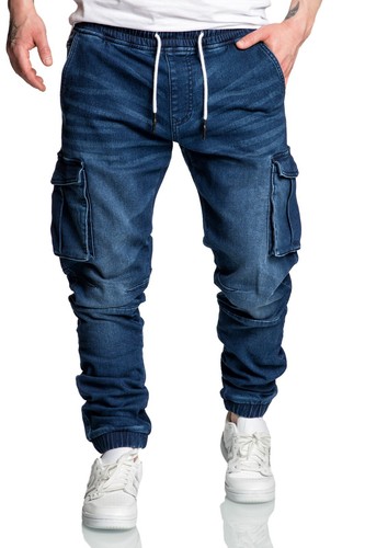 Herren Sweathose in Stretch Denim Männer Cargo Jogging Jeans 7024 - Bild 6 von 13