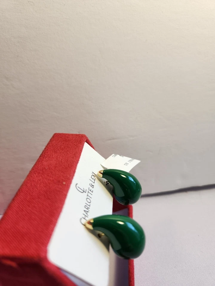 Pendientes Charlotte & Lexi Waterdrop esmalte verde nuevos Foto 3 de 4