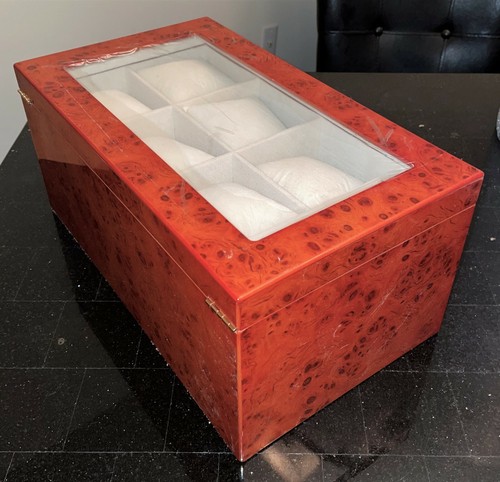 CAJA DE VISUALIZACIÓN DEL RELOJ BURL WOOD DE 13 COMPARTIMENTOS -NUEVA- - Imagen 4 de 5