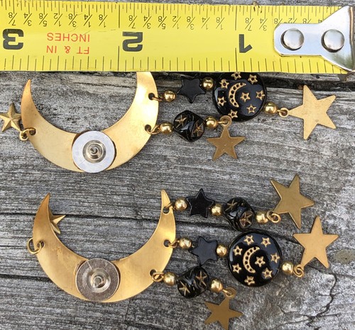2 Vintage 90s Beaded Star Moon Crest Goddess Spiritual Push Pin Cork Board Art - Picture 4 of 4