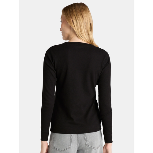Time and Tru Top Womens Black Waffle Knit Thermal Long Sleeve Shirt U pick - Picture 3 of 8