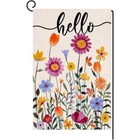 Hello Spring Wild Flowers Tulips Pansies 12 X 18" Double Sided Garden Yard Flag