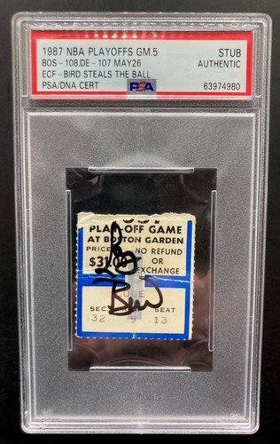 Larry Bird Signed PSA Ticket Stub THE STEAL 1987 GM5 Boston Celtics POP 1 RARE - Picture 1 of 9