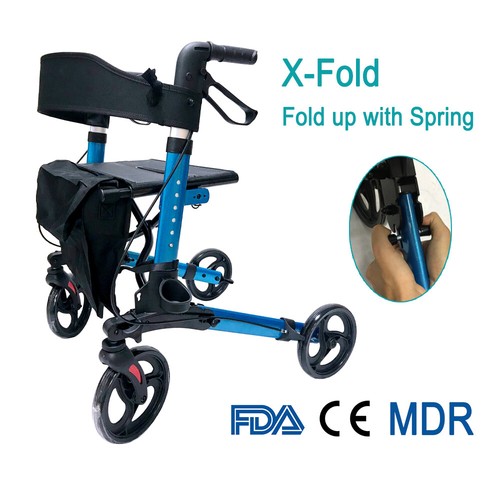 Aluminum Foldable Rollator Walking Frame Outdoor Shopping Walker Aids Mobility - Picture 24 of 32