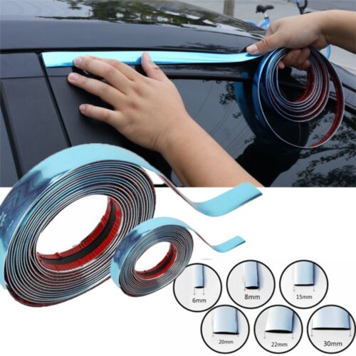 Auto Dekoration Chrom Aufkleber Streifen Glänz Schwarz Silber Dekorative Leisten - Bild 1 von 12