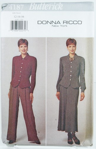 Butterick 4187 Sewing Pattern Petite Top Skirt Pant Suit Donna Ricco Sz 12 14 16