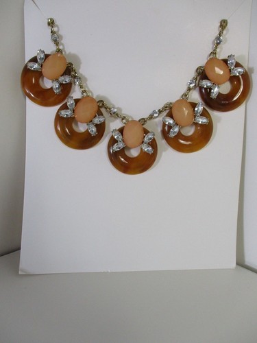 Lee by Lee Angel Soleil Frontal Statement Necklace NWT $78 Tortoise PINK - Picture 5 of 9