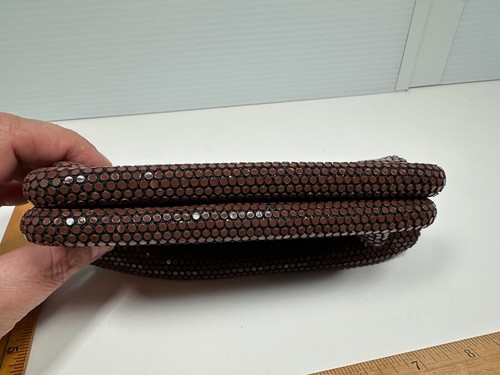 VTG Brown Reflective Lucite Tiles Disco Purse Handbag Glam Textured Clutch Purse - Picture 10 of 13