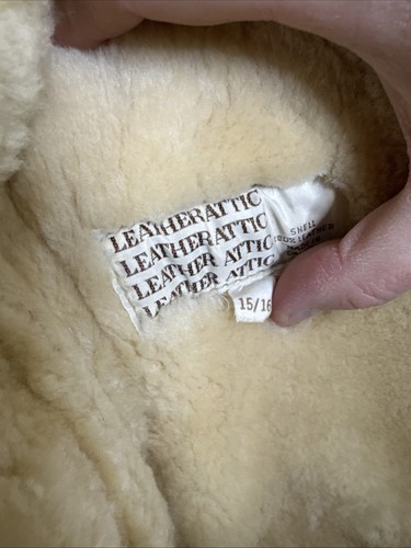 Trench cappotto vintage pelle mansarda ragazza 15/16 donna XS montone shearling con cappuccio - Foto 10 di 11