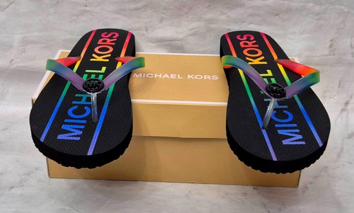 Preciosas chanclas negras multicolores para piscina MICHAEL KORS para mujer - Imagen 2 de 9