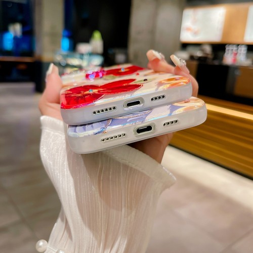 Oil Painting Flower Pattern Diamond Case For iPhone 15 Plus 14 Pro 13 12 11 - Picture 15 of 47