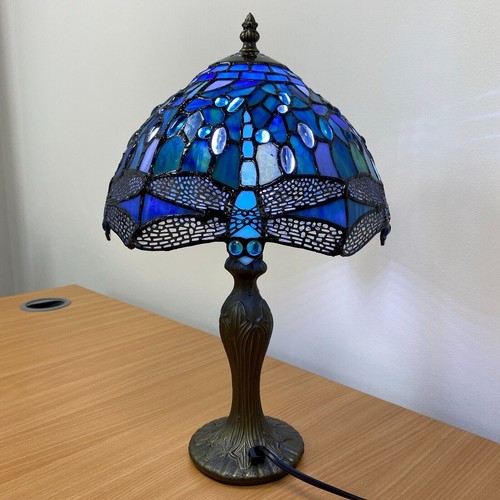 Blue Color Dragonfly Tiffany Glass Table LampShade Light Multicolor Lampshade UK - Picture 9 of 19