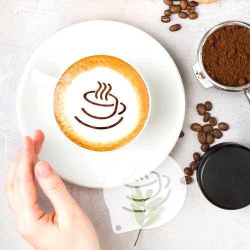 Set of 3 Kaffee-Latte-Form Praktische Kaffeestellen Schablonen Für - Zdjęcie 2 z 12
