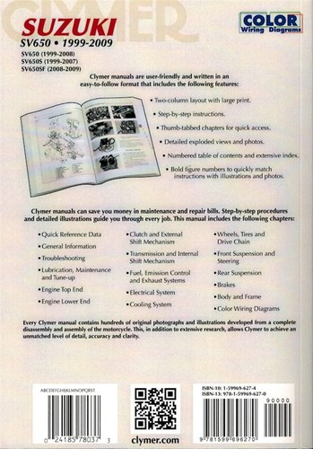 Suzuki SV650, SV650S, SV650SF Repair Manual 1999-2009 - Picture 2 of 2