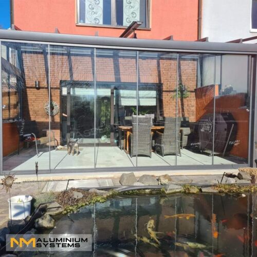 Glasschiebewand Glasschiebetür Glaswand Aluminium Terrasse Windschutz 2,8 x 2 m - Bild 16 von 24