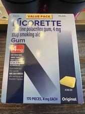 Nicorette Gum Original 4mg 170 Pcs Nicotine Stop Smoking, Exp. 01/2026