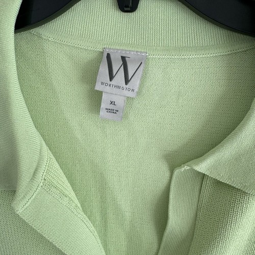 Worthington Damen Strickjacke mit Knöpfen Kragen Langarm Strick hellgrün XL - Bild 3 von 9