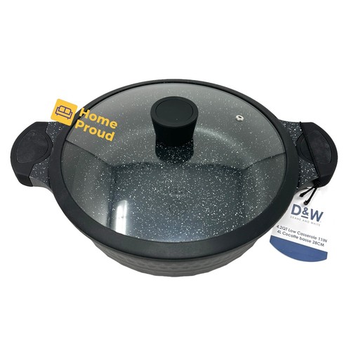 Cazuela baja antiadherente sartén de 11 pulgadas con tapa D&W utensilios de cocina Deane y blanco - Imagen 8 de 16