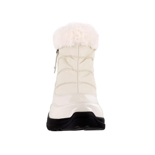 Easy Street Womens 7.5 M Winter White Patent Faux Fur Ankle Booties Display GC0 - Picture 2 of 5