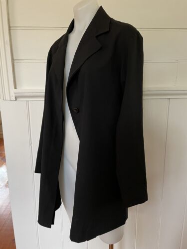 Vintage 80s Archival ISSEY MIYAKE Black Wool Silk Suiting Jacket AVANT GARDE - Picture 1 of 12
