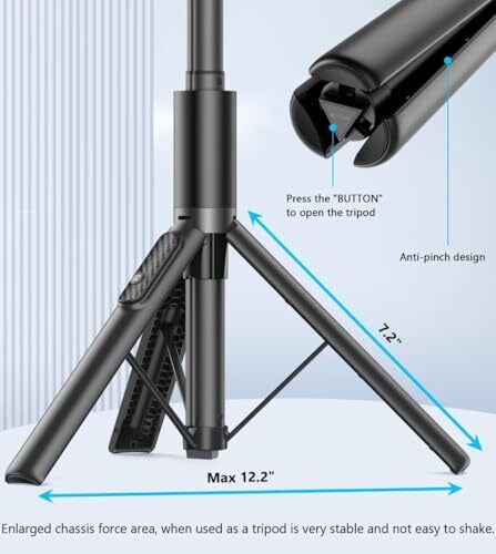 60" Telefon Stativ & Selfie Stick mit Fernbedienung für Handy 4"-7", 60 Zoll Rückseite - Bild 5 von 7