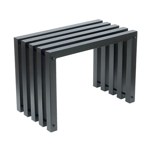 Hocker Metall Schwarz Sitzbank Massiv Wetterfest 60 cm Sitzhocker Lamellenhocker - Bild 8 von 8