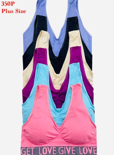3-6 Women's Sports Bras Yoga Gym Active Wear Workout Seamless TOP PLUS SIZE LOVE - Picture 3 of 16