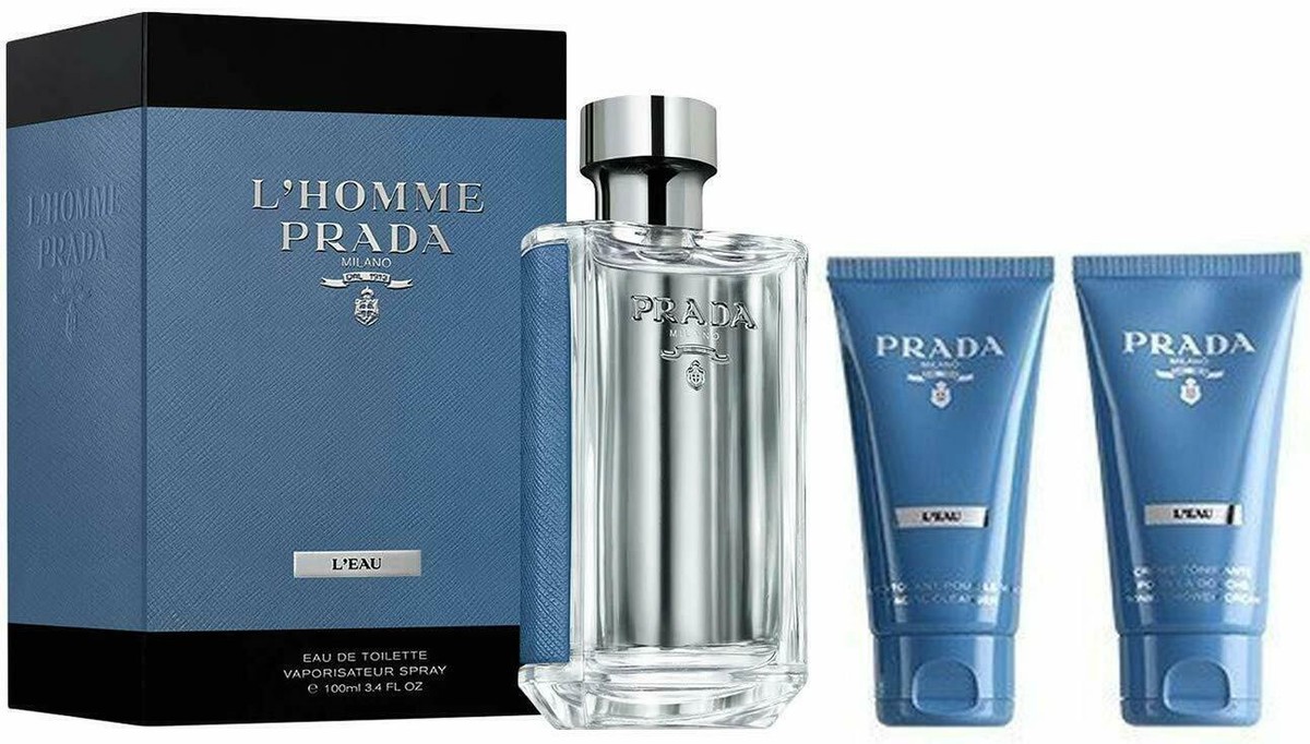 Prada L'Homme L'Eau 3PC Set - 3.4 Fl oz + Facial Cleanser + Tonic