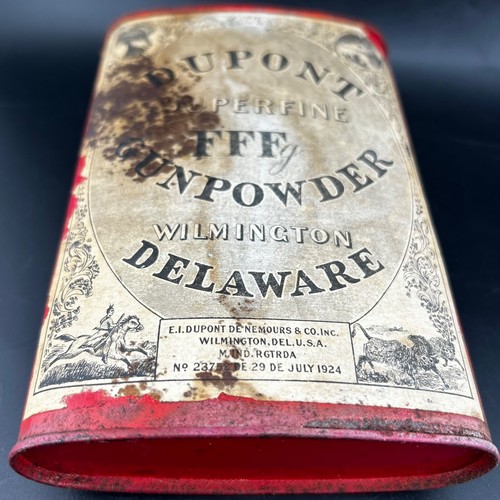 Antique 1924 DUPONT Superfine FFF GUNPOWDER Paper Label Advertising - Empty Can - Picture 6 of 14